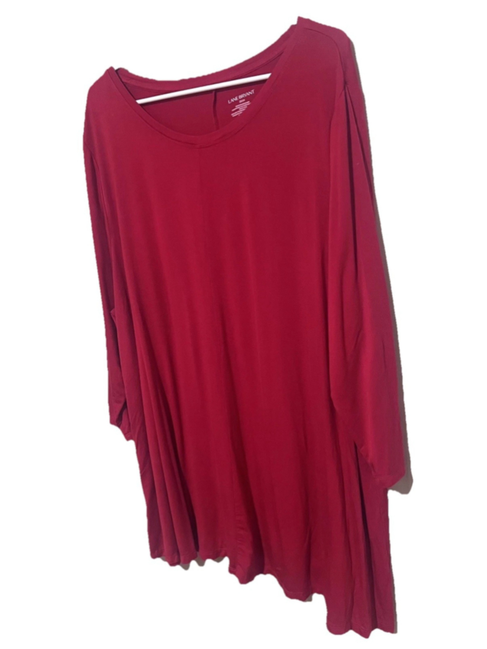 Lane Bryant Tunic Women’s 22/24 2X 3X Red 3/4 Sleeve Stretch Slinky Knit Top - Picture 4 of 4